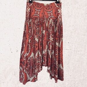 Bohemian Red Paisley Skirt